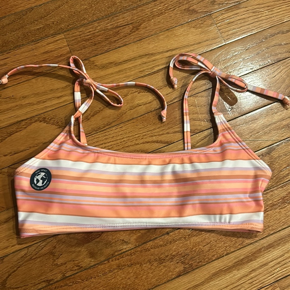 Aeropostale Striped Sunset Orange Bikini Top